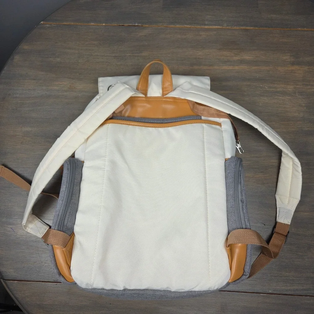 Parker Baby Co Unisex Large Birch Diaper Backpack Changing Pad Cream Gray Tan
